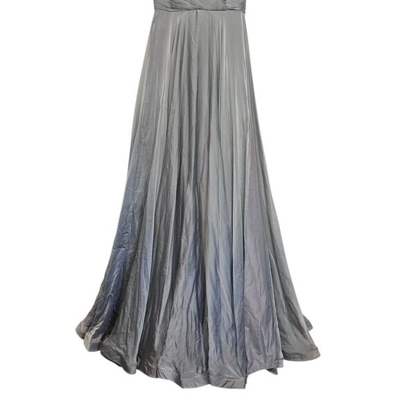 NWT Flaw | 28611 La Femme Silver Gray Platinum Chiffon Ball Gown Formal Dress 4 - Picture 7 of 14